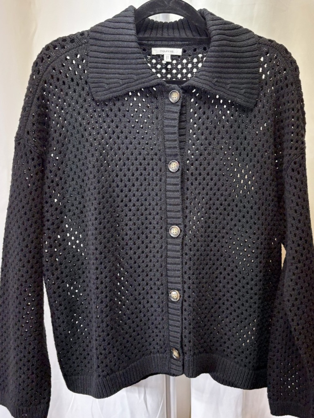 Maurices Charcoal Open-Knit Cardigan 2362